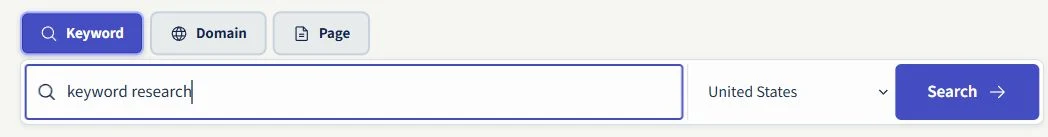 SearchCub Keyword search with keyword research entered and United States selected.